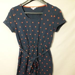 Boden size 10 L womens dress polka dot navy blue